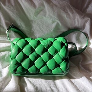 JW Pei Green Woven Leather Shoulder Bag